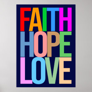 Poster Faith Hope Love Positive colorful