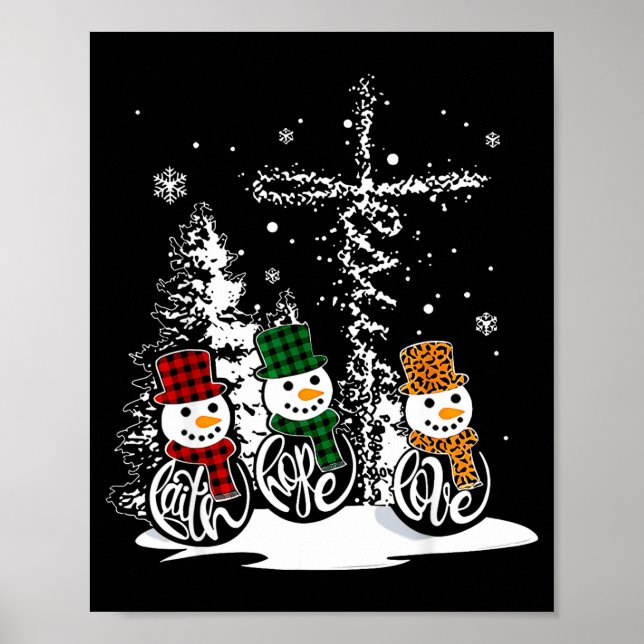 Poster Faith Hope Love Snowman Jesus Christian Tree Chris (Devant)