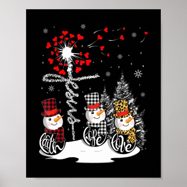 Poster Faith Hope Love Snowman Jesus Dandelion Christian (Devant)