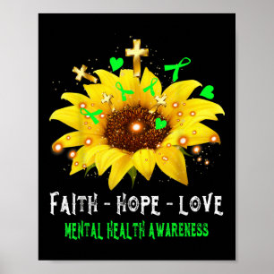 Poster Faith Hope Love Sunflower Sensibilisation à la san