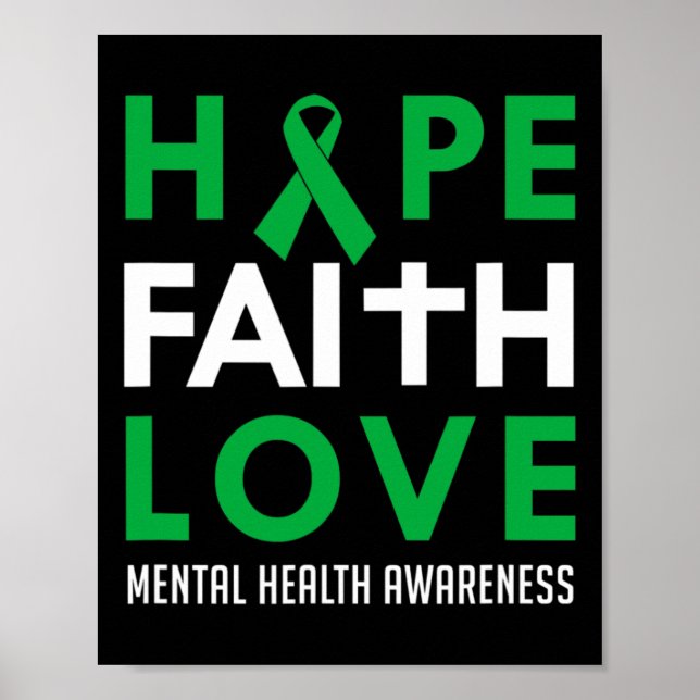Poster Faith Love Green Ribbon Sensibilisation à la santé (Devant)