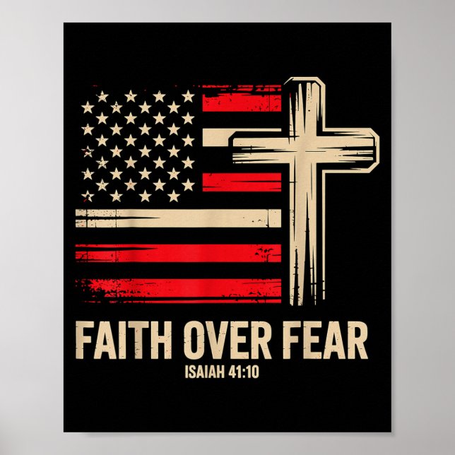 Poster Faith Over Fear American Flag  (Devant)