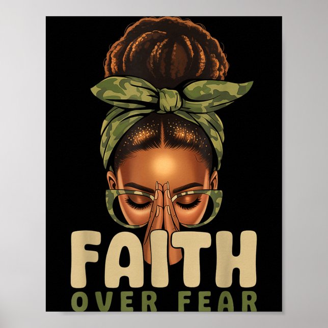 Poster Faith Over Fear Christian Camo African American Af (Devant)