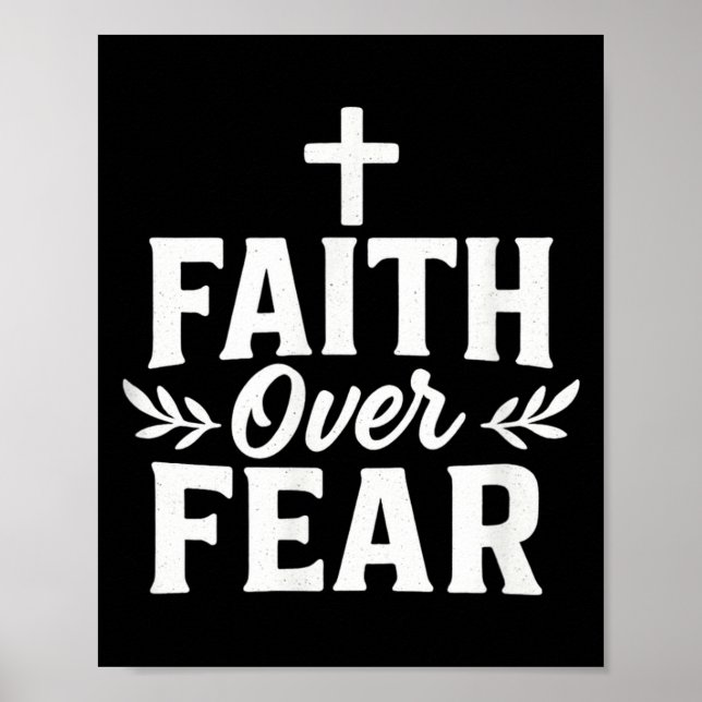 Poster Faith Over Fear Christian Motivational Bible Verse (Devant)