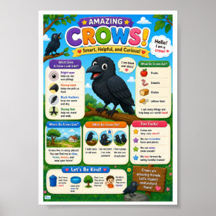 Poster Faits Amusants Sur Les Corbeaux Pour Les Enfants