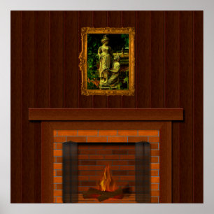 Poster Fake Fireplace  Halloween Haunted House Props