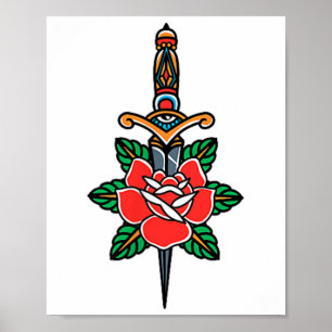 Poster Fake Friends American traditionnel Tattoo Old Scho