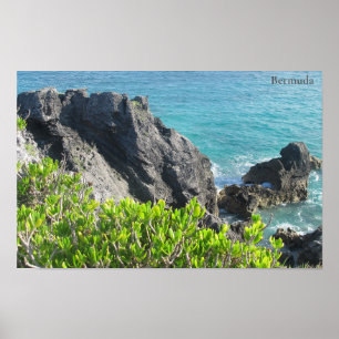 Poster Falaises de calcaire à Horseshoe Bay, Bermudes