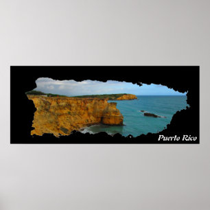 Poster Falaises de carte de l'île de Porto Rico