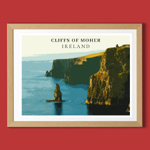 Poster Falaises De Moher, Irlande Style Rétro