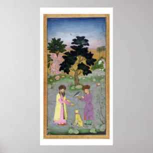Poster Falconer avec compagnon et guépard, de