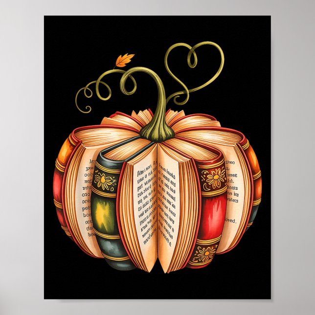 Poster Fall Book Pumpkin Fall Librarians Bookworm Teacher (Devant)