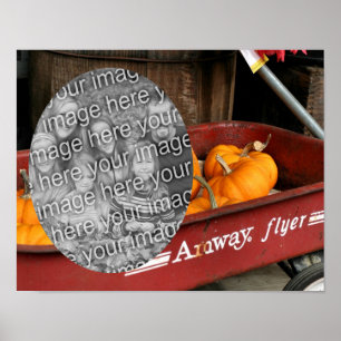 Poster Fall Citrouille Red Wagon Ajouter Votre Photo