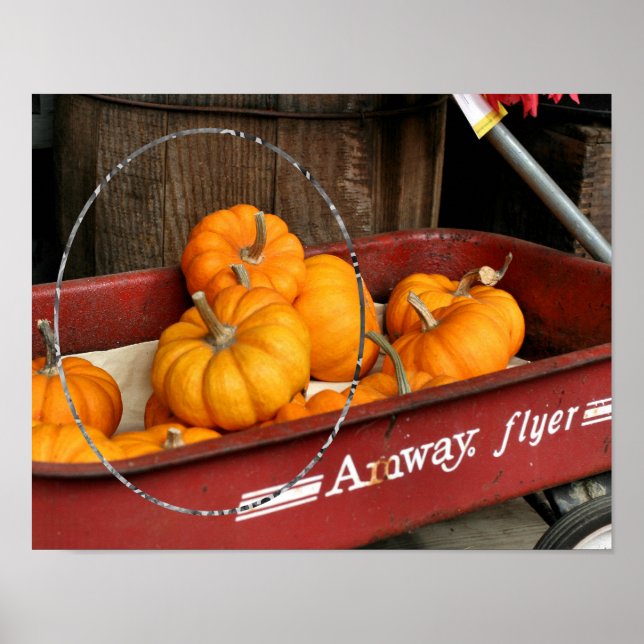 Poster Fall Citrouille Red Wagon Ajouter Votre Photo (Devant)