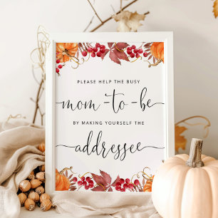 Poster Fall Help the Busy Mom-to-Be Address an Envelope P