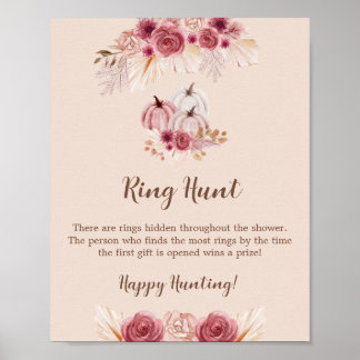 Poster Fall In Love Elegant Ring Hunt Bridal Shower Game