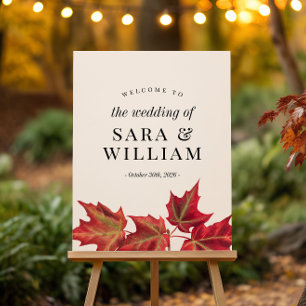 Poster Fall Leaves Wedding Welcome Sign