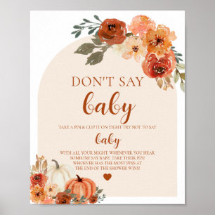 Poster Fall Little Citrouille Ne pas dire Baby shower béb