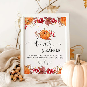 Poster Fall orange pumpkin diaper raffle sign