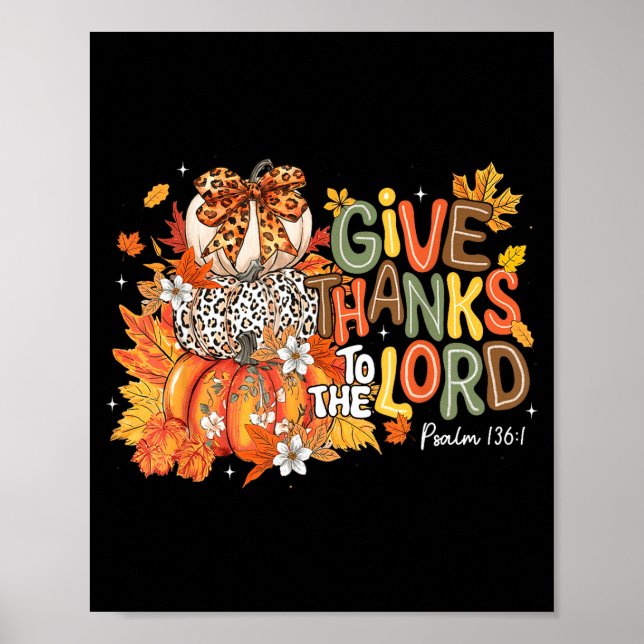 Poster Fall Pumpkin Thanksgiving Christian Give Thanks To (Devant)