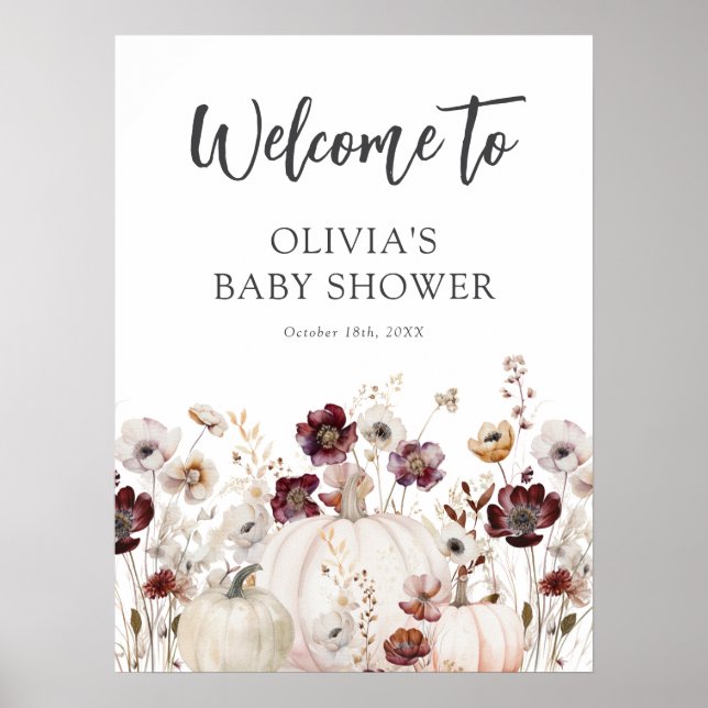 Poster Fall Wildflower Baby Shower Welcome Sign (Devant)