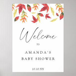Poster Falling feuille automne accueil baby shower fête