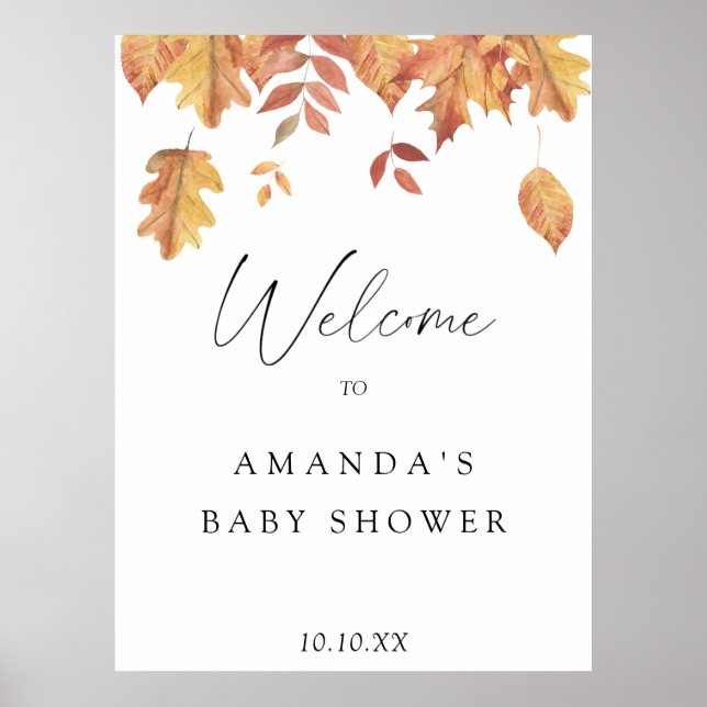 Poster Falling feuille automne accueil baby shower fête (Devant)
