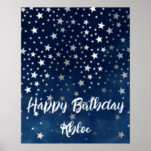 Poster Falling Silver Stars Parti personnalisé