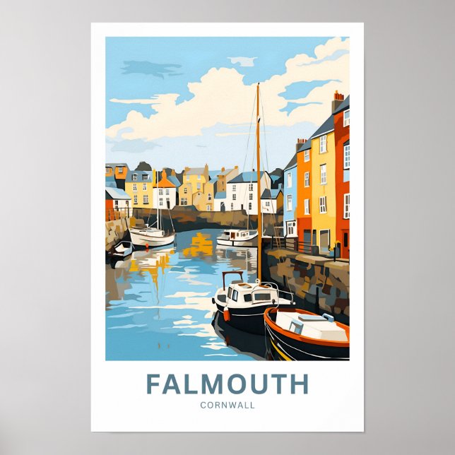 Poster Falmouth Cornwall Travel Print (Devant)