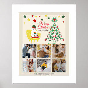 Poster Famille 6 Photo Collage Arbre moderne Joyeux Noël