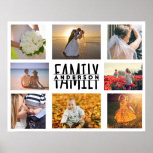 Poster Famille 8 Photo Collage Modèle Plus Ajouter le nom