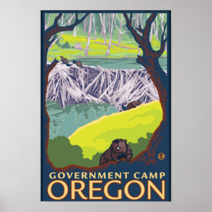 Poster Famille Beaver - Camp gouvernemental, Oregon