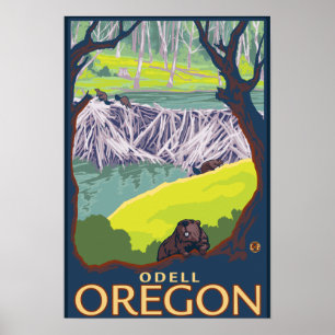 Poster Famille Beaver - Odell, Oregon