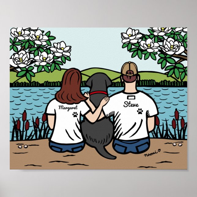 Poster Famille Black Labrador personnalisée Brown L (Devant)