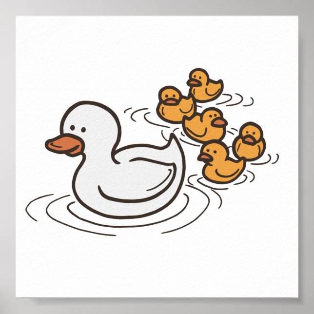 Poster Famille de canards de forêt petit format (Devant)
