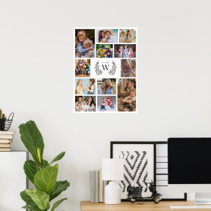 Poster Famille de collage photo Monogramme