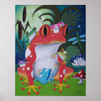 Poster famille de grenouilles