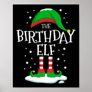 Poster Famille de Noël des elfes d'anniversaire qui corre