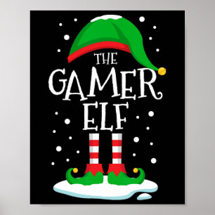 Poster Famille de Noël Elf Gamer Correspondant Vidéo de N
