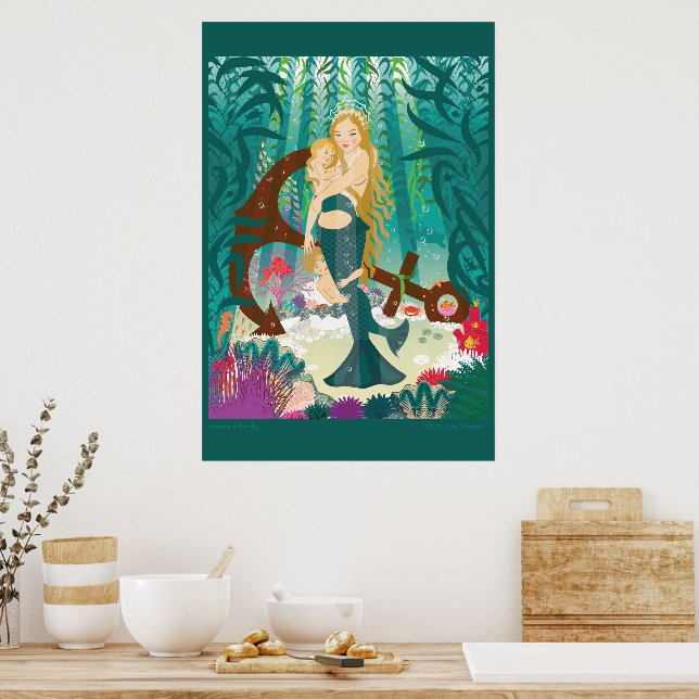 Poster Famille de sirènes (blondes noires) (Cuisine)