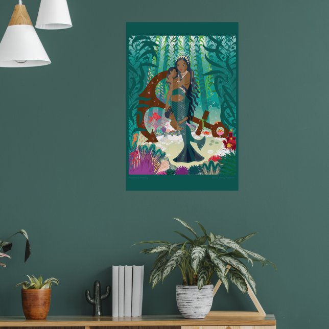 Poster Famille de sirènes (peau et yeux bruns) (Salon 1)