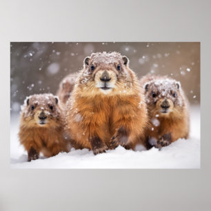 Poster Famille des animaux marmottes errer Nature