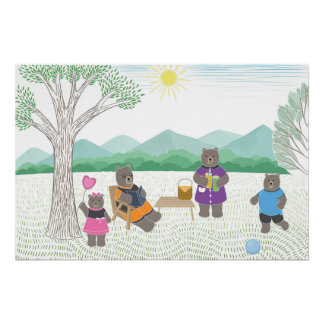 Poster famille d'ours mignon
