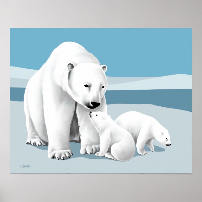 Poster Famille d'ours polaires (Devant)