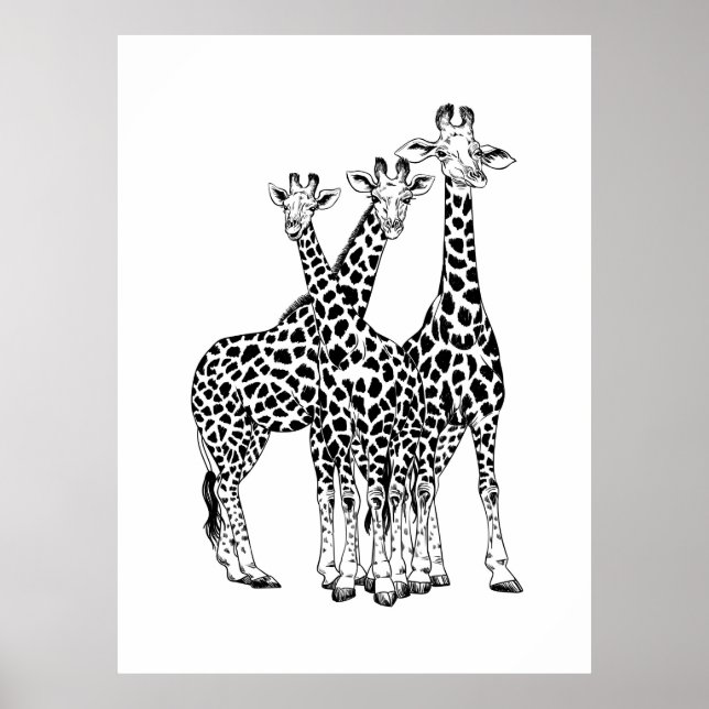 Poster Famille Giraffe (Devant)