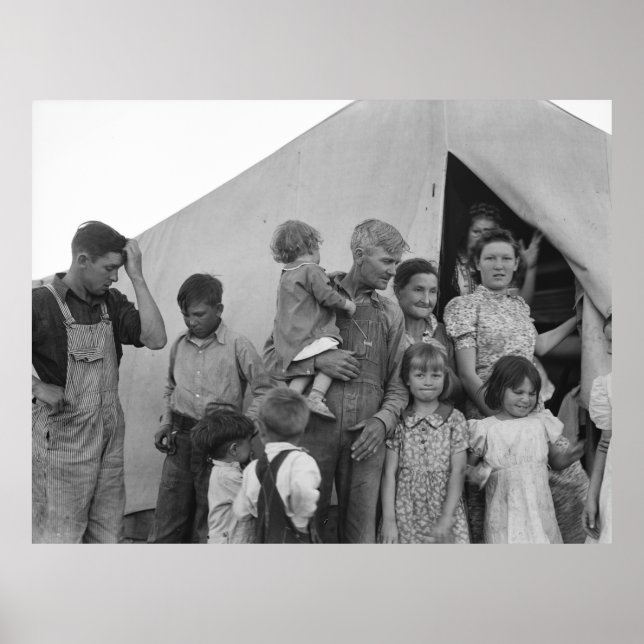 Poster Famille Migrant Pendant La Récolte De Pois - 1939 (Devant)