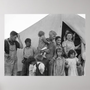 Poster Famille migratrice pendant la récolte de pois -