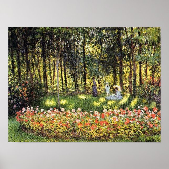 Poster Famille Monet dans le jardin artistique Imprimer (Devant)