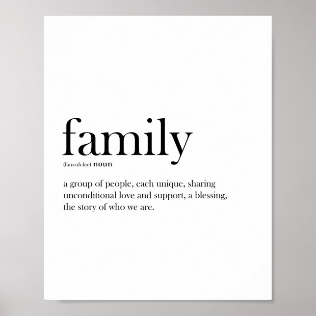 Poster Famille noir et blanc, typographie scandi (Devant)