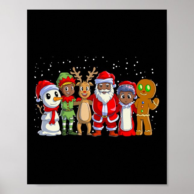 Poster Famille noire Noël Afro Africain Américain Père No (Devant)